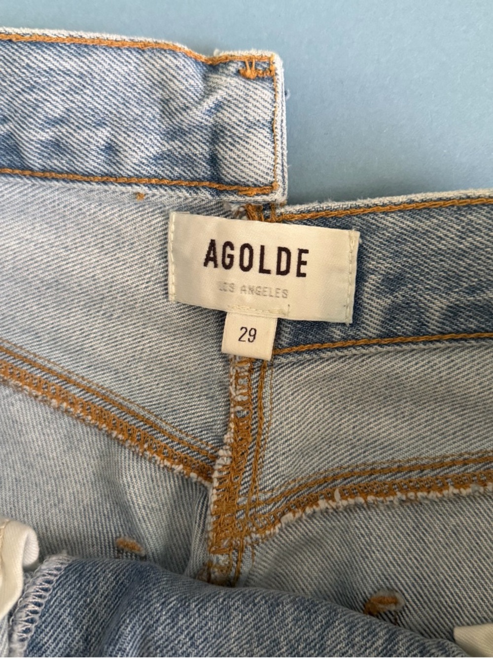 Agolde Criss Cross Straight Leg Dimension Light Wash Organic Cotton Denim Jeans - Picture 6 of 8